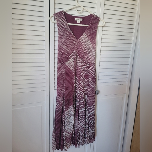COLDWATER CREEK Plum Geometric Patterned Midi Dress, Size M - Picture 2 of 8